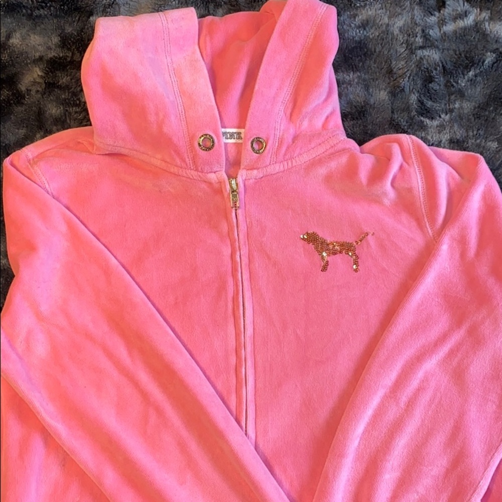 VS Pink Velvet Pink ZIP Up